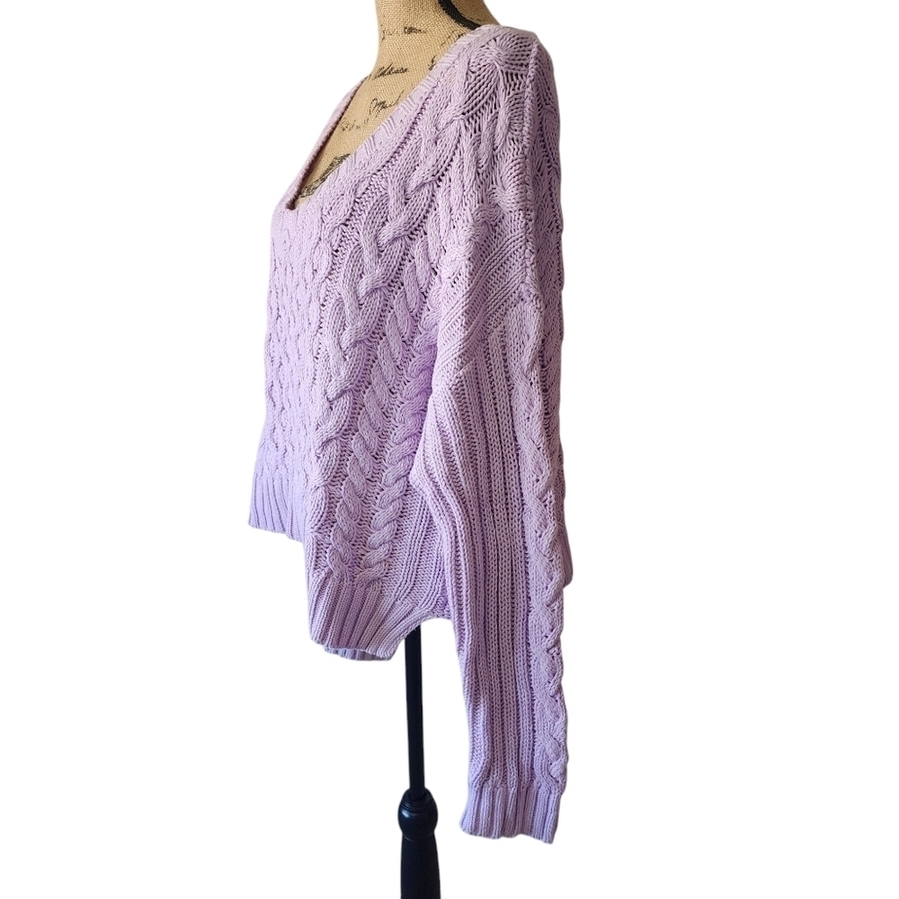 LINE V-neck 100% Cotton Lilac Long Sleeve Sweater - Medium - Picture 8 of 12